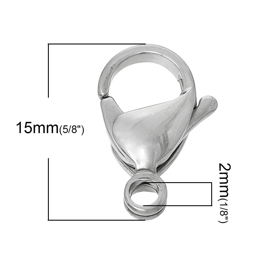 1 Fecho mosquetão de aço inoxidável 15 x 9 mm