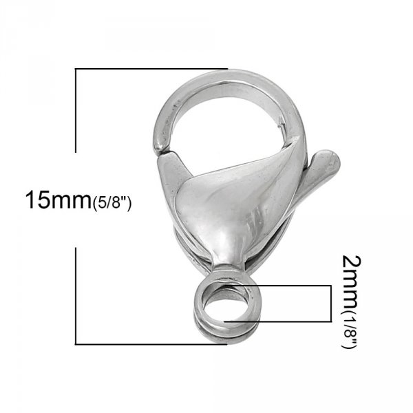 1 Fecho mosquet&atilde;o de a&ccedil;o inoxid&aacute;vel 15 x 9 mm