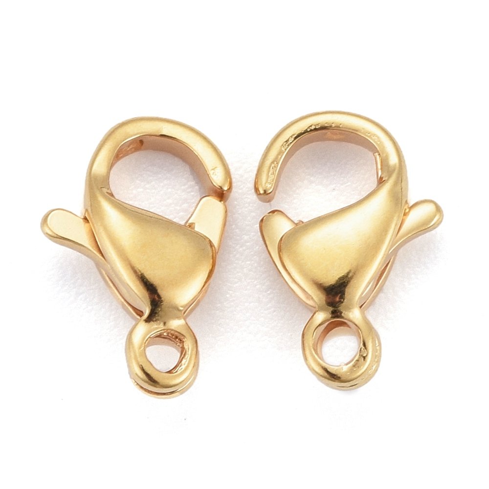 1 Fecho de aço inoxidável Fecho de lagosta banhado a ouro 24K 9 x 6 mm ouro