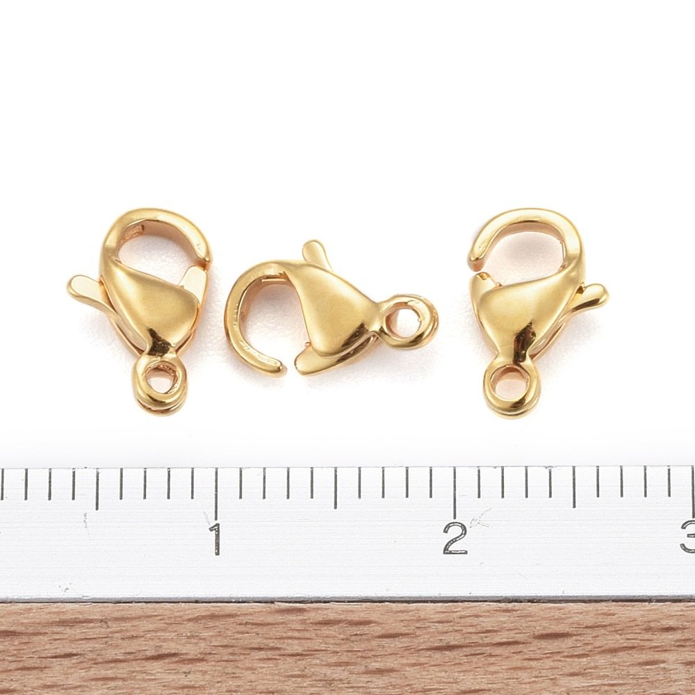 1 Fecho de aço inoxidável Fecho de lagosta banhado a ouro 24K 9 x 6 mm ouro