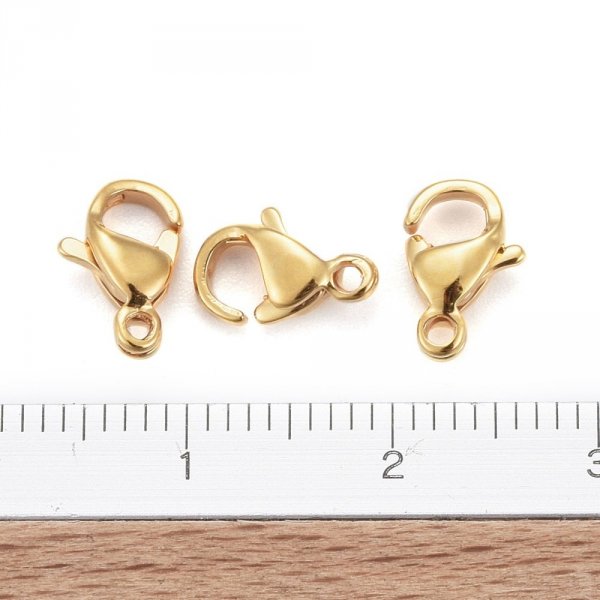 1 Fecho de a&ccedil;o inoxid&aacute;vel Fecho de lagosta banhado a ouro 24K 9 x 6 mm ouro