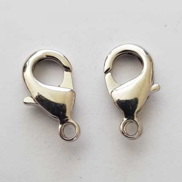 1 Fecho de mosquet&atilde;o 15 x 08 mm Prata envelhecida