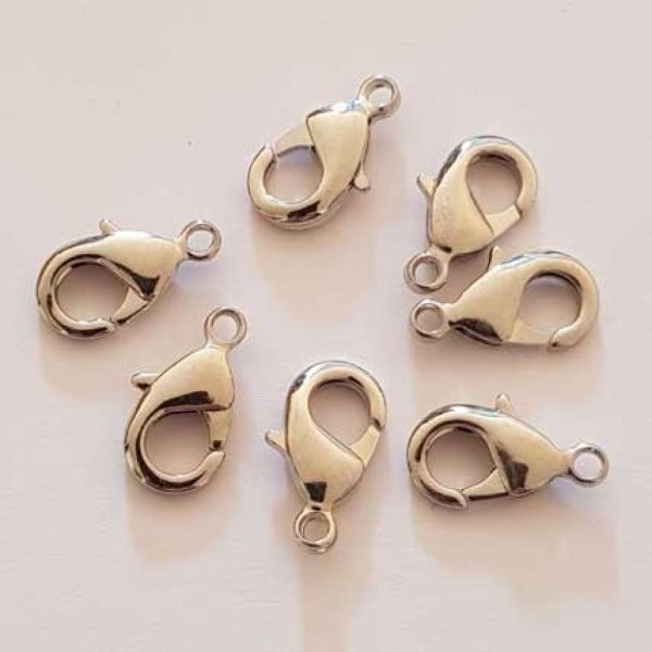 1 Fecho de mosquet&atilde;o 15 x 08 mm Prata envelhecida