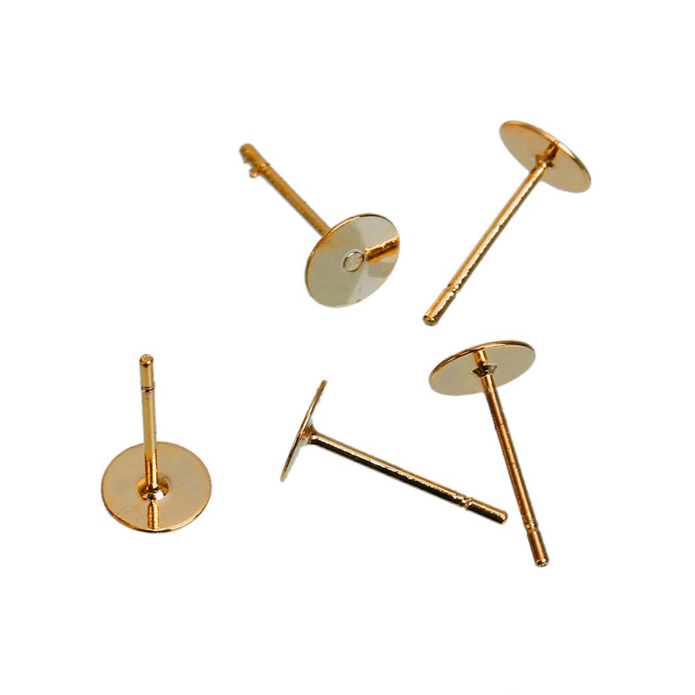 1 Par de brincos com chip redondo de 6 mm folheados a ouro 14K N°01