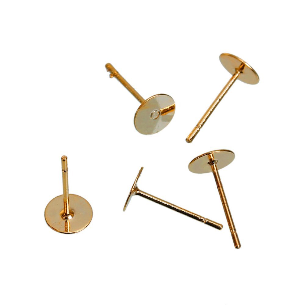 1 Par de brincos com chip redondo de 6 mm folheados a ouro 14K N°01
