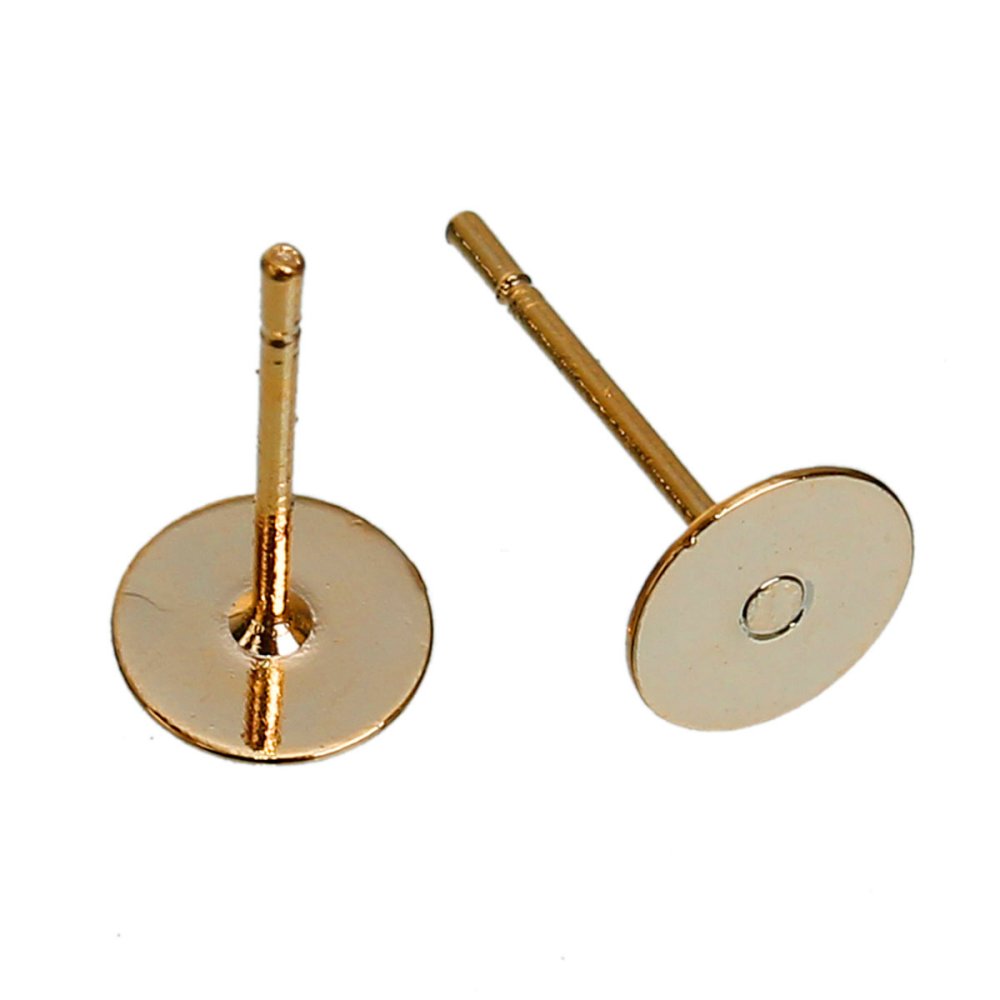 1 Par de brincos com chip redondo de 6 mm folheados a ouro 14K N°01