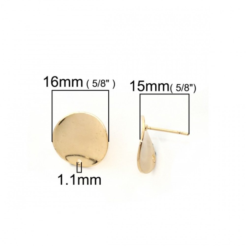 1 Par de brincos de 16 mm com chip redondo banhado a ouro N°02