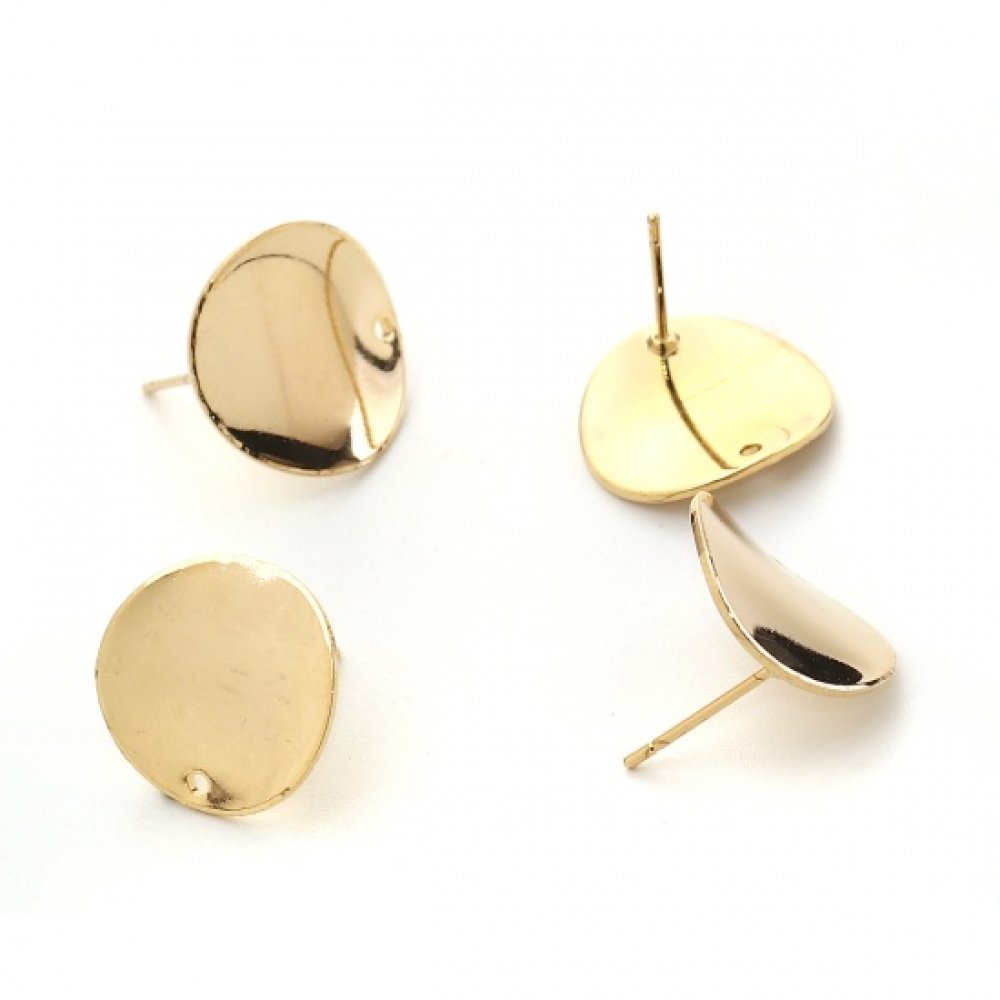 1 Par de brincos de 16 mm com chip redondo banhado a ouro N°02