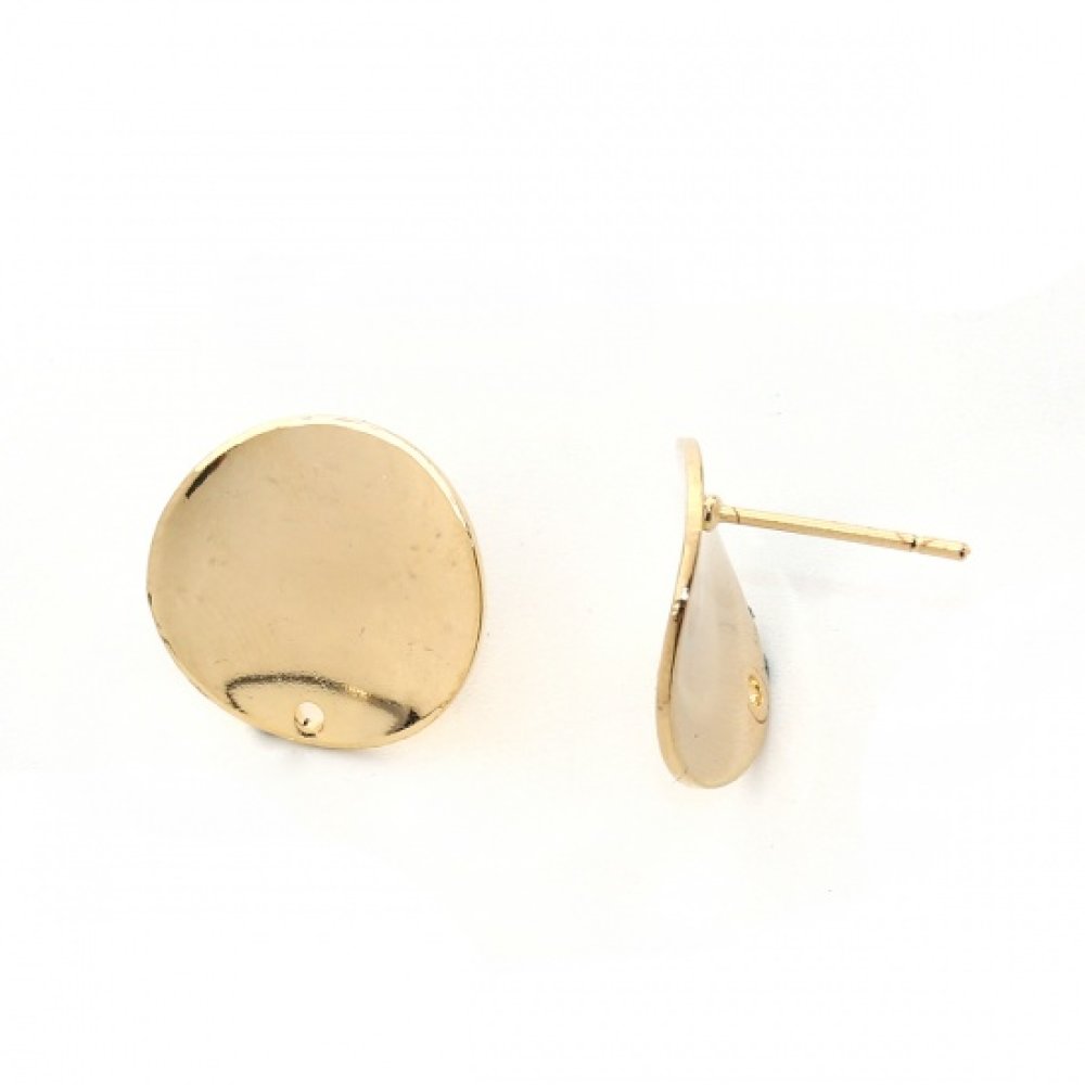 1 Par de brincos de 16 mm com chip redondo banhado a ouro N°02