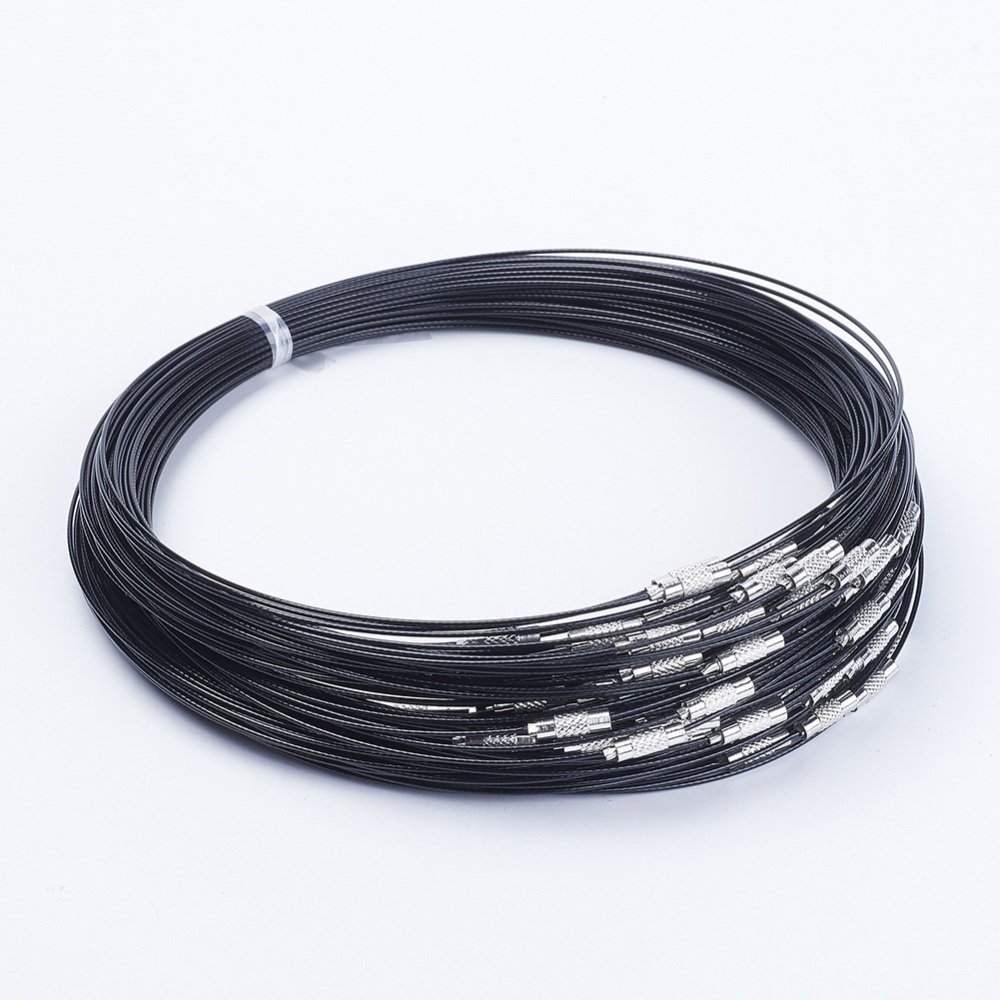 1 colar de fio rígido com cabo preto com fecho de rosca N°01