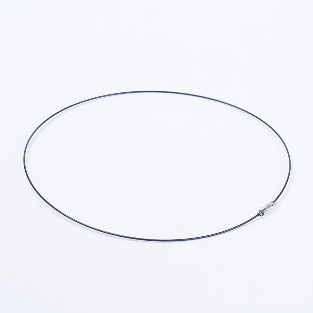 1 colar de fio rígido com cabo preto com fecho de rosca N°01