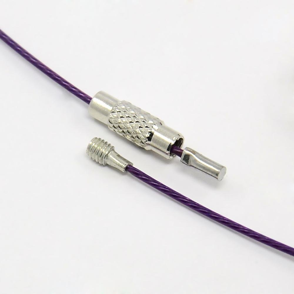 1 colar de fio rígido com cablagem fecho de rosca roxo N°01