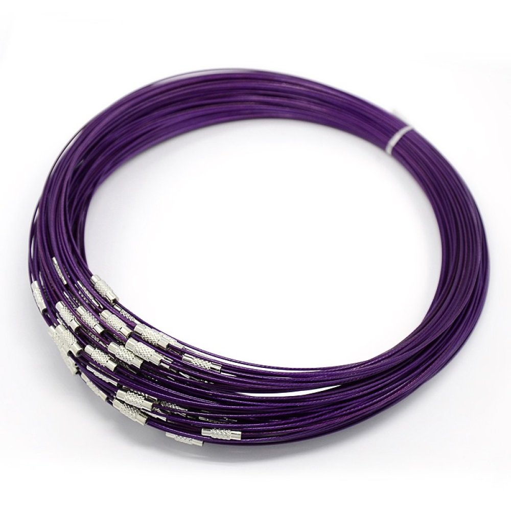 1 colar de fio rígido com cablagem fecho de rosca roxo N°01