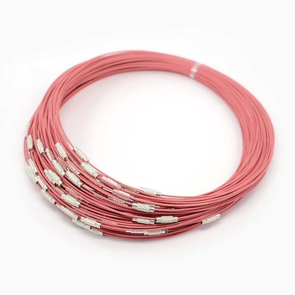 1 colar de fio rígido cor-de-rosa com fecho de rosca N°01