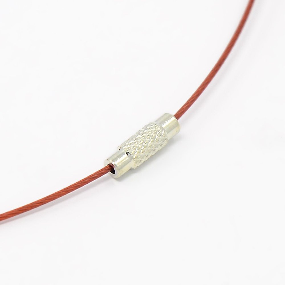 1 colar de fio rígido com cabo vermelho escuro fecho de rosca N°01