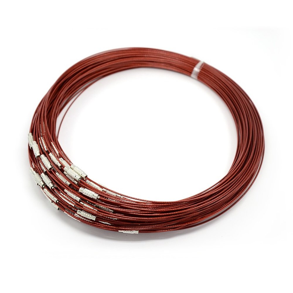 1 colar de fio rígido com cabo vermelho escuro fecho de rosca N°01