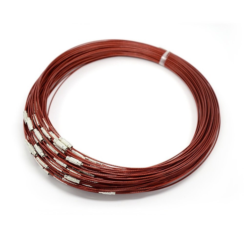 1 colar de fio rígido com cabo vermelho escuro fecho de rosca N°01