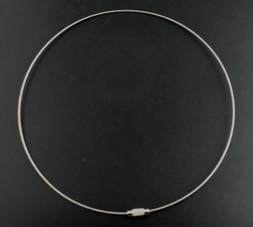 1 colar de fio rígido com cabo, fecho de rosca cinzento N°01