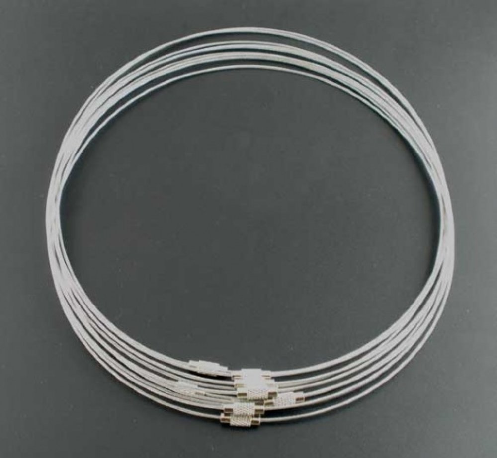 1 colar de fio rígido com cabo, fecho de rosca cinzento N°01