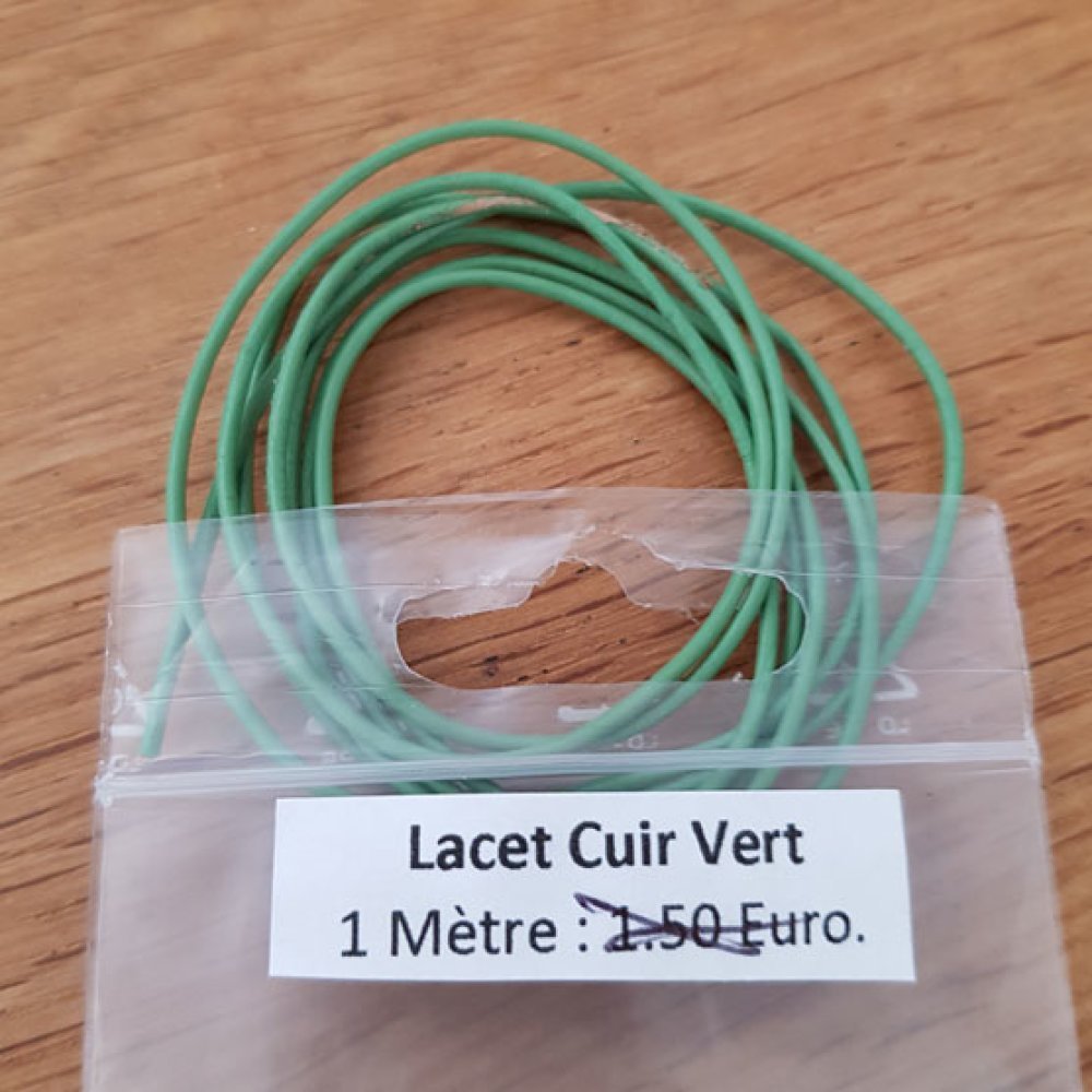 1 metro Cordão redondo de couro liso Verde 1 mm