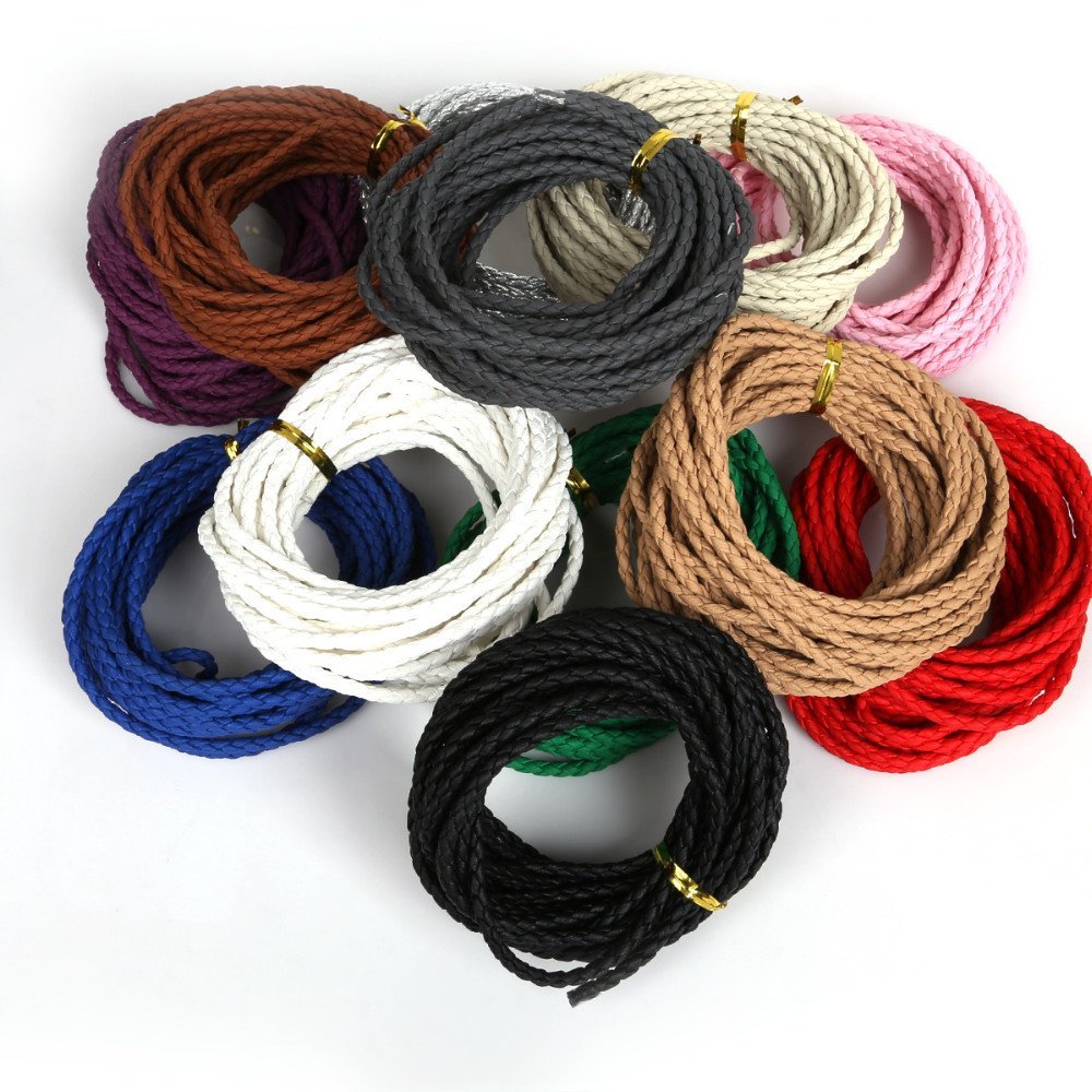 1 metro Cordão redondo de couro liso Bordeaux 3 mm