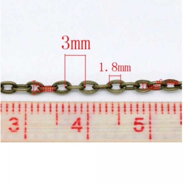 1 m&egrave;tre de chaine for&ccedil;at Bronze N&deg;05 3 x 2 mm