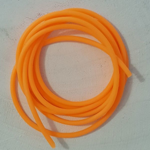1 metro de fio de pvc oco laranja fluorescente de 2 mm.