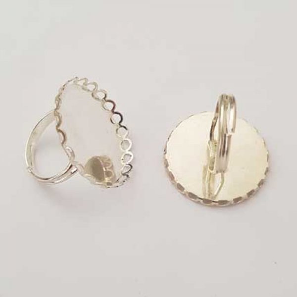 1 support bague cabochon de 25 mm Argent N&deg;21