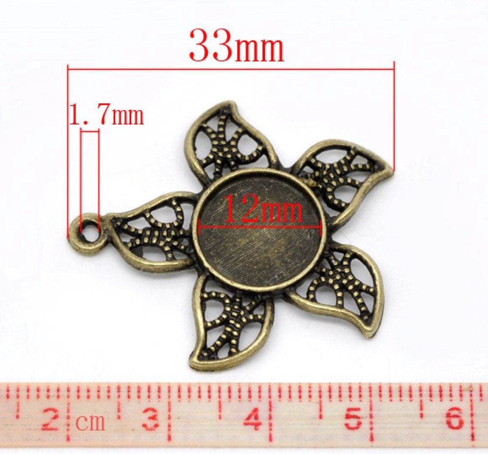 1 suporte para cabochão 12 mm N°08 Bronze