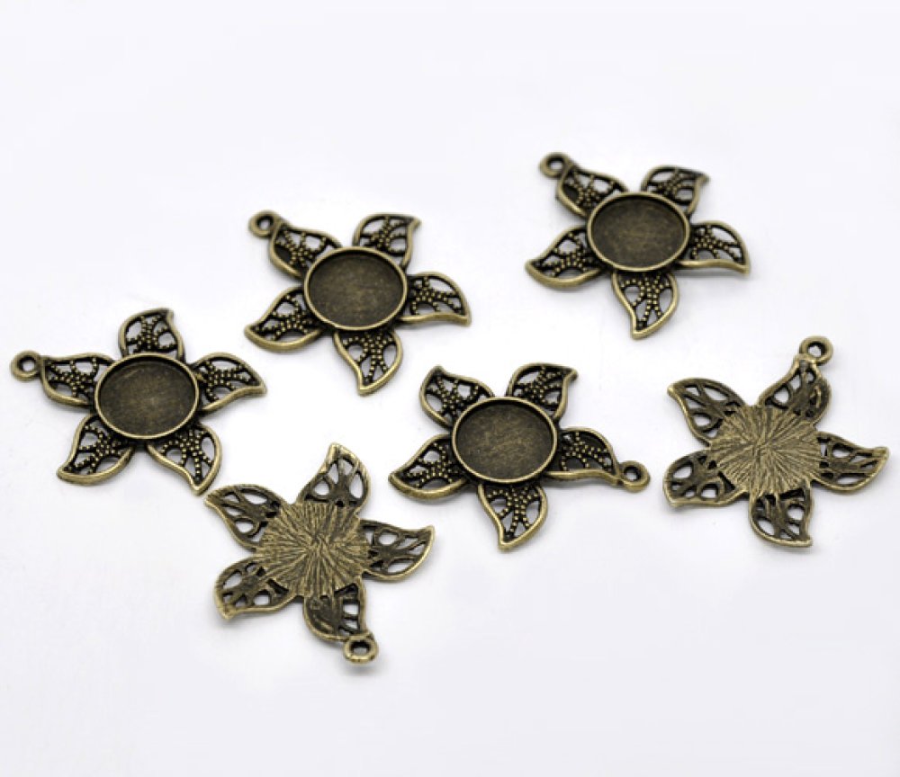1 suporte para cabochão 12 mm N°08 Bronze