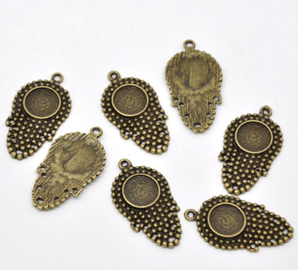 1 suporte para cabochão 12 mm N°09 Bronze