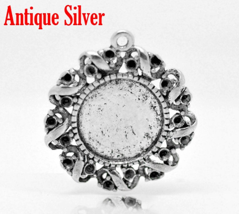 1 suporte para cabochão 14 mm N°01 Prata