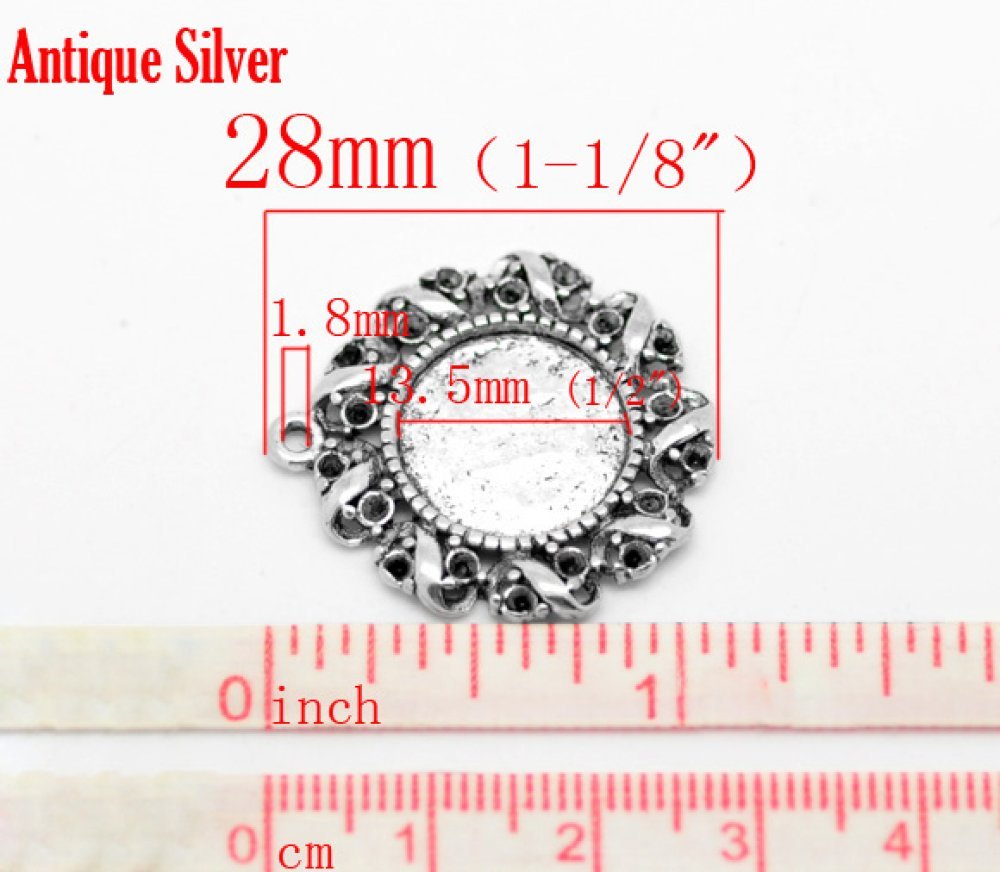 1 suporte para cabochão 14 mm N°01 Prata