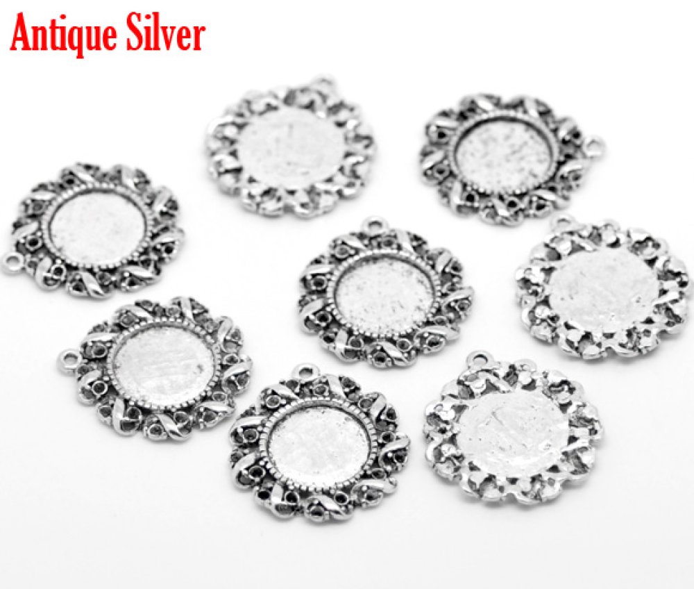 1 suporte para cabochão 14 mm N°01 Prata