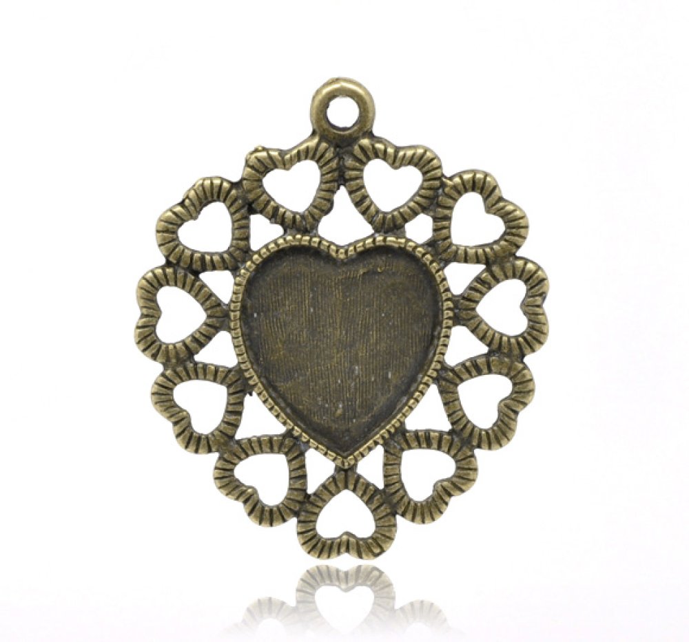 1 suporte para cabochão Coração N°01 Bronze