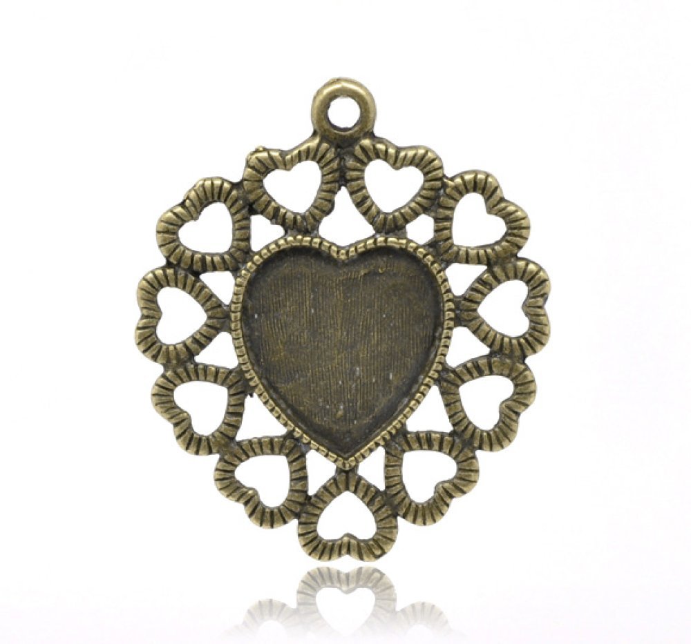 1 suporte para cabochão Coração N°01 Bronze