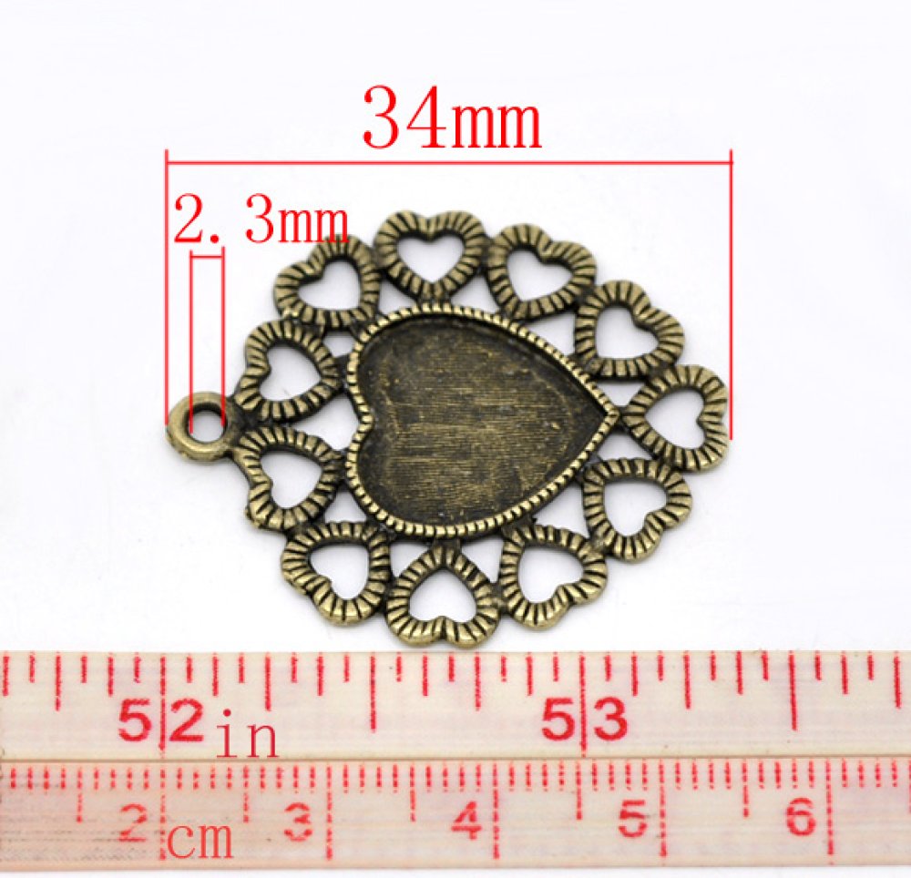 1 suporte para cabochão Coração N°01 Bronze