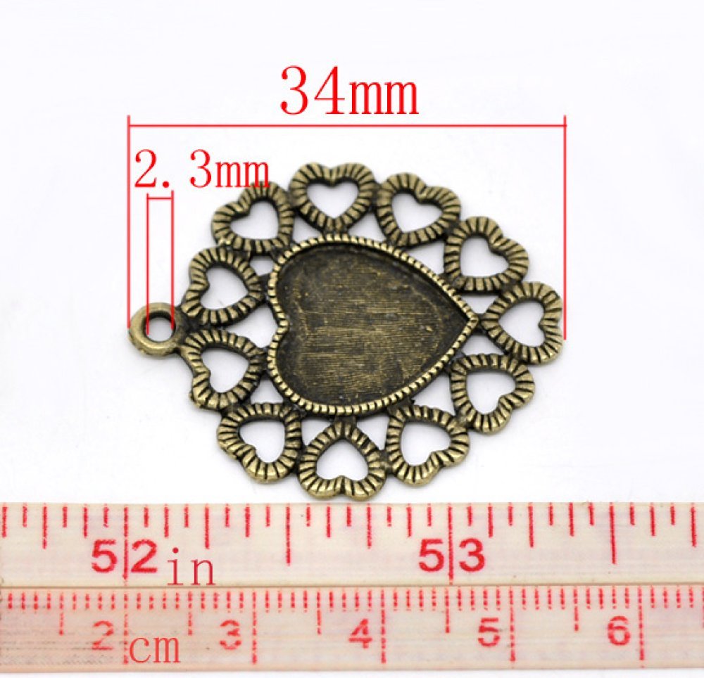1 suporte para cabochão Coração N°01 Bronze