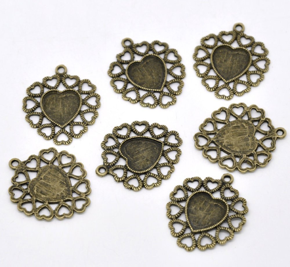 1 suporte para cabochão Coração N°01 Bronze