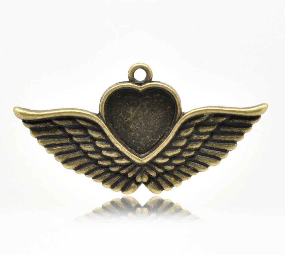 1 suporte para cabochão Coração N°02 Bronze