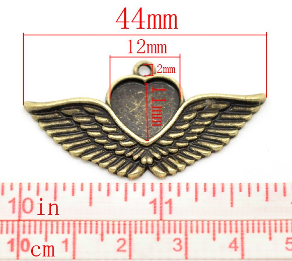 1 suporte para cabochão Coração N°02 Bronze
