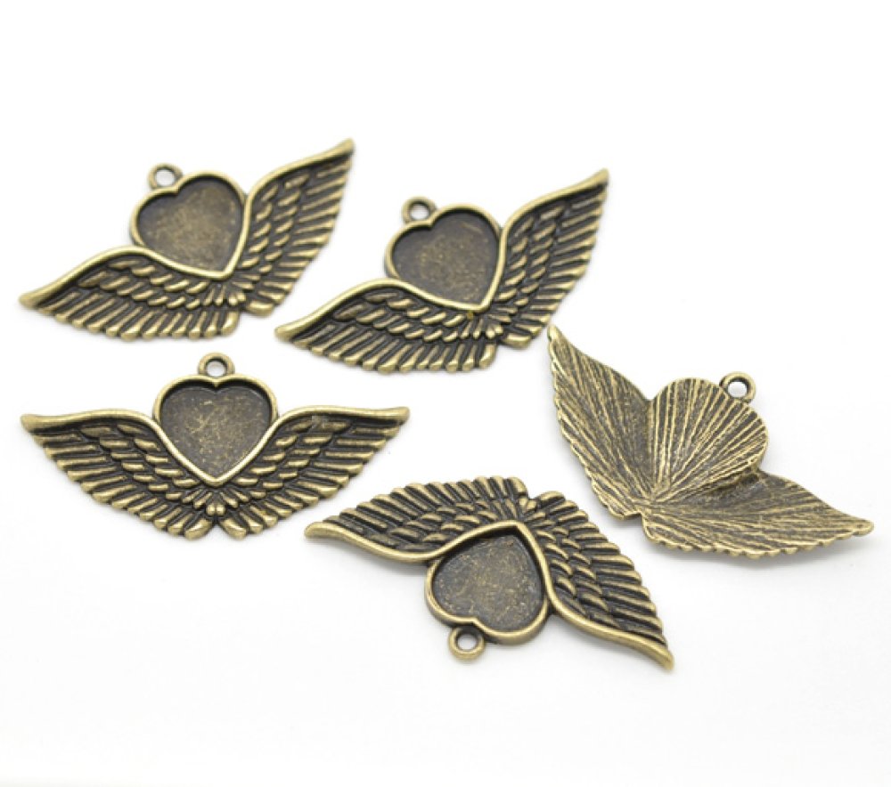 1 suporte para cabochão Coração N°02 Bronze
