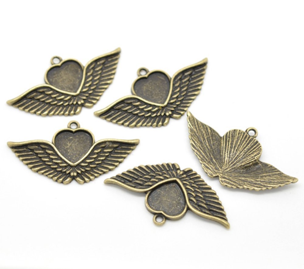 1 suporte para cabochão Coração N°02 Bronze