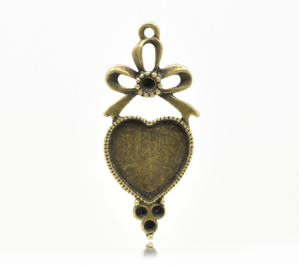 1 suporte para cabochão Coração N°03 Bronze