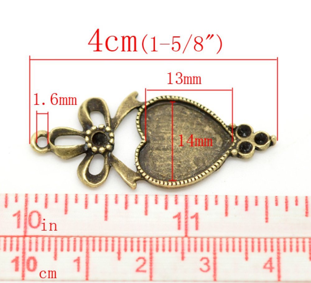 1 suporte para cabochão Coração N°03 Bronze