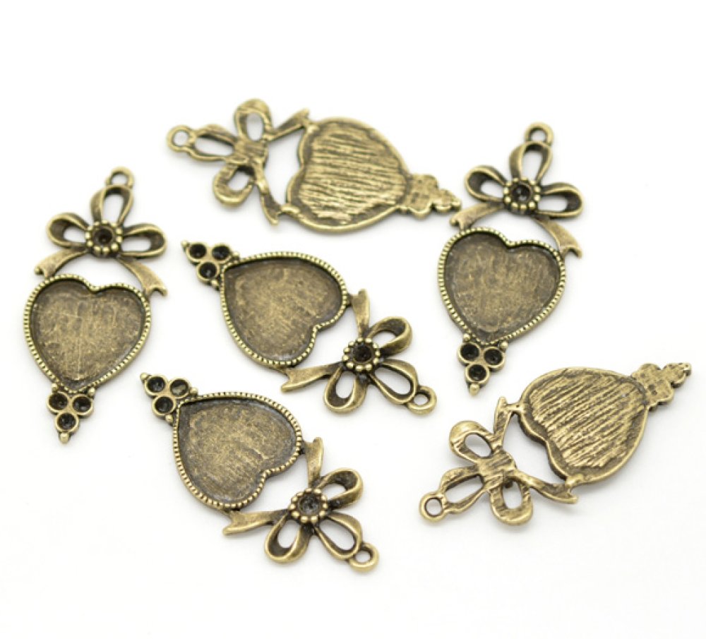 1 suporte para cabochão Coração N°03 Bronze