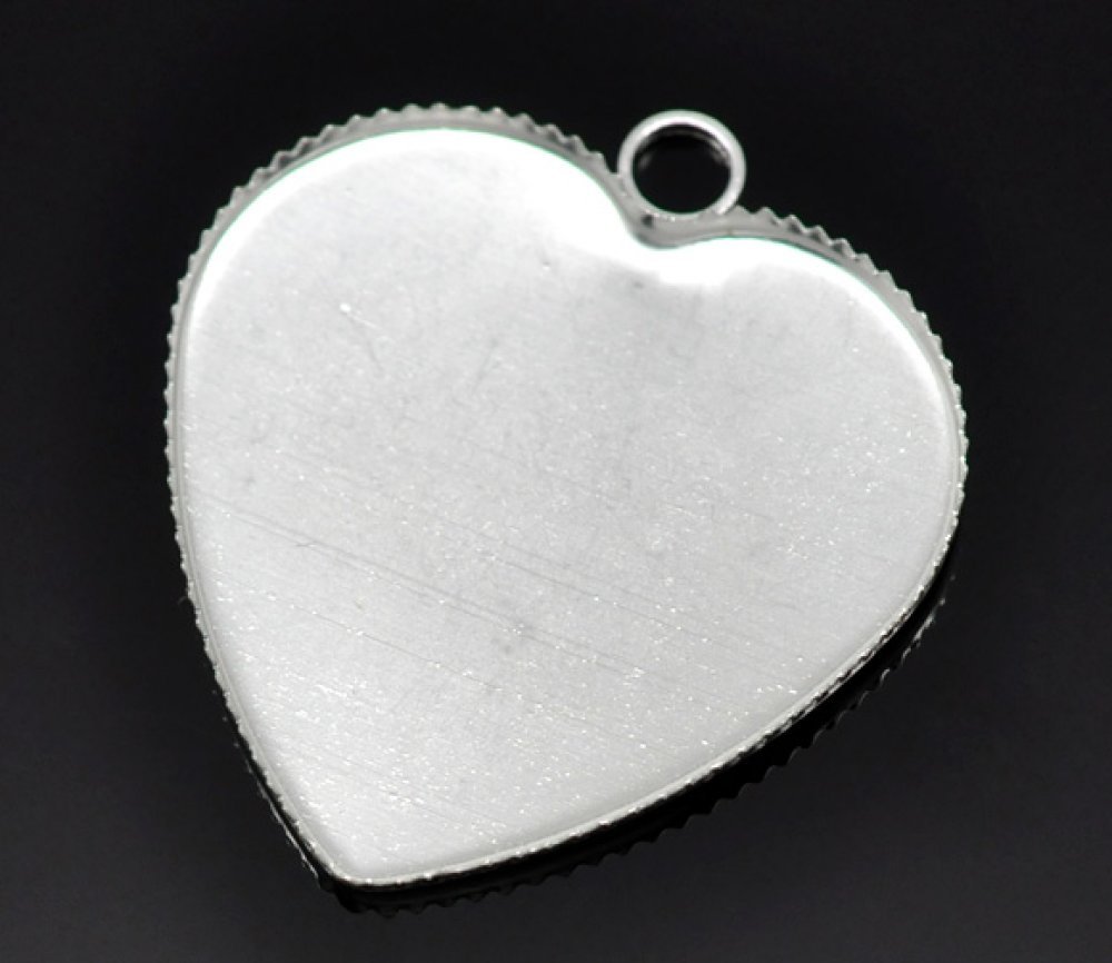 1 suporte para cabochão Coração N°05 Prata