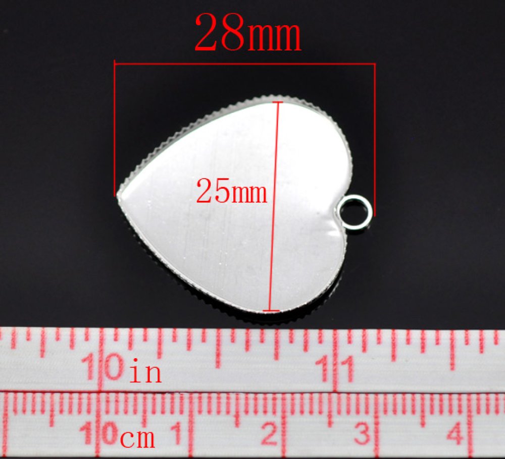 1 suporte para cabochão Coração N°05 Prata