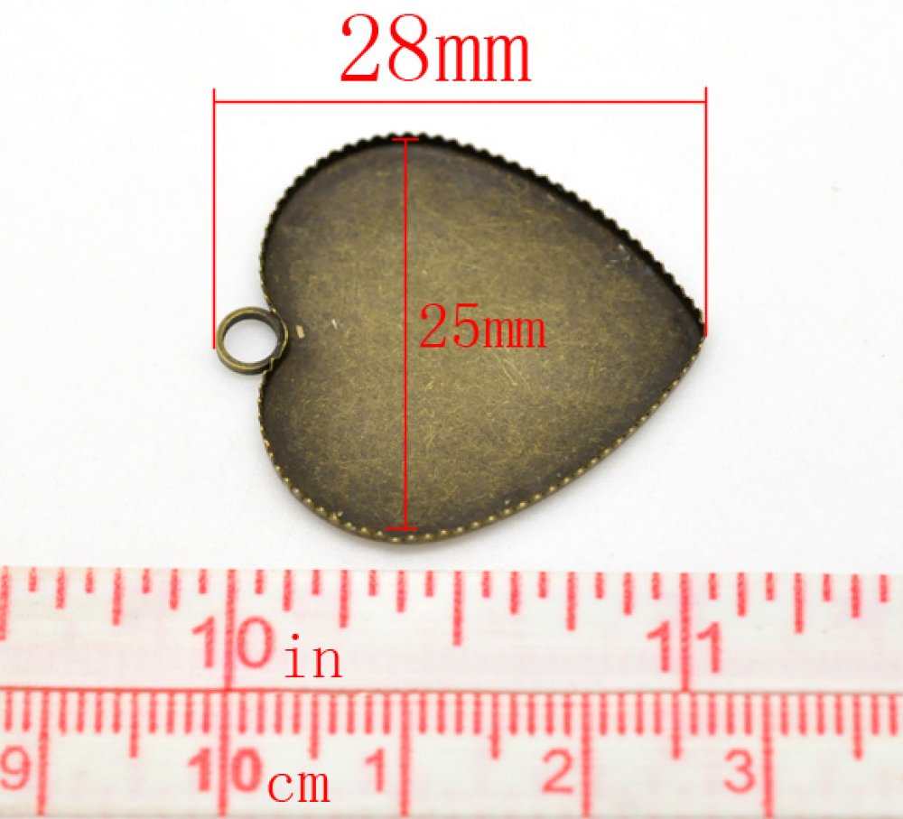 1 suporte para cabochão Coração N°05 Bronze