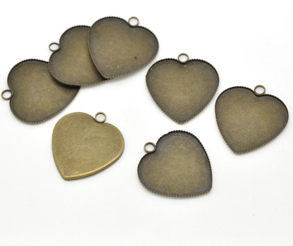 1 suporte para cabochão Coração N°05 Bronze